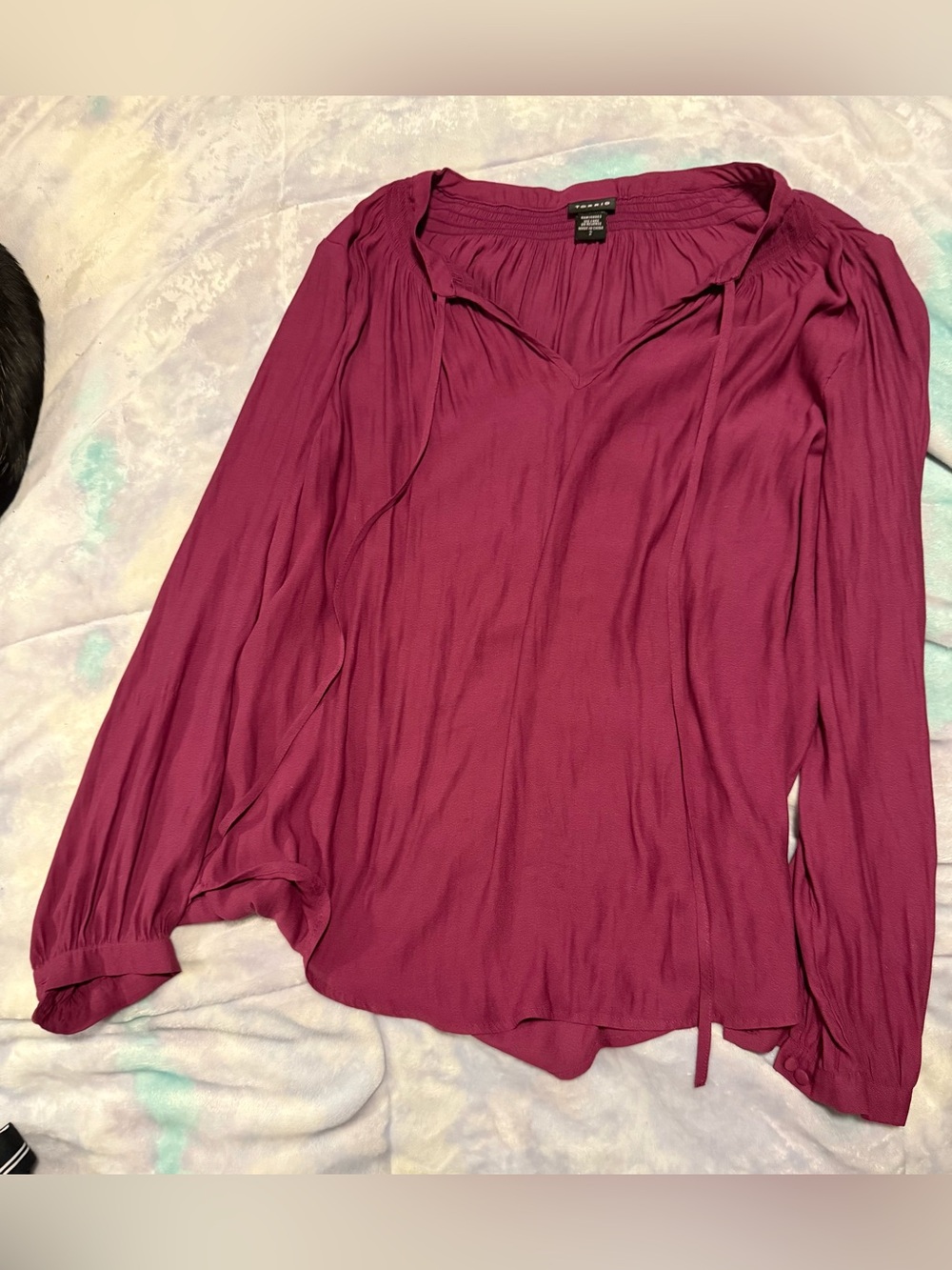 Torrid Purple Blouse with Bishop Sleeves and Relaxed Fit